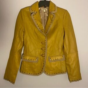 Elegant Mustard Leather Blazer